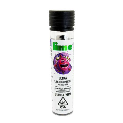 Lime Live Resin Extract Ice Water Bubba Yum 2.15 Grams (2.15g) Ultra THCa Infused Pre-Roll (1-Pack)