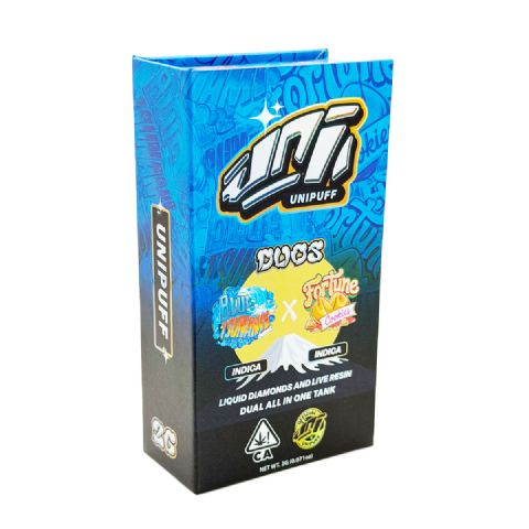 UniPuff Duos Blue Tsunami (Indica) / Fortune Cookies (Indica) 2 Grams (2g) Disposable Vape