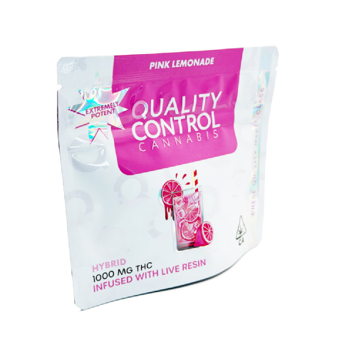 Quality Control Cannabis Live Resin Infused Pink Lemonade (Hybrid) 1000mg (10x100mg) Edible Gummies