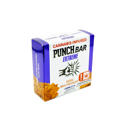 Punch Bar Extreme Cannabis Infused THC Toffee Milk Chocolate 1000mg Edible Chocolate Bar