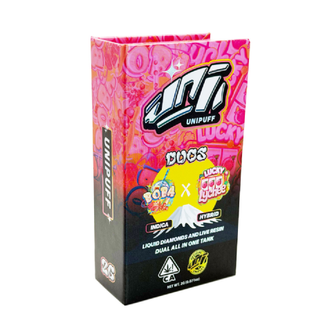 UniPuff Duos Boba (Indica) / Lucky Lychee (Hybrid) 2 Grams (2g) Disposable Vape