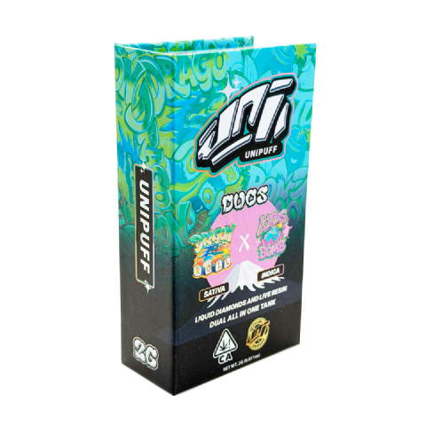UniPuff Duos Dragon Roll (Sativa) / Lotus Bomb (Indica) 2 Grams (2g) Disposable Vape