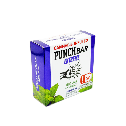 Punch Bar Extreme Cannabis Infused THC Mint Dark Chocolate 1000mg Edible Chocolate Bar