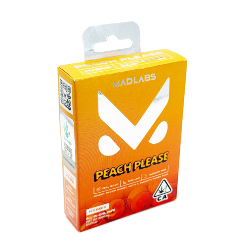 Mad Labs All In One Cannabis Peach Please (Hybrid) 2 Grams (2g) Disposable Vape