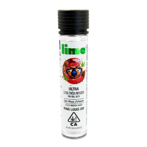 Lime Live Resin Extract Ice Water Hash King Louis XIII 2.15 Grams (2.15g) Ultra THCa Infused Pre-Roll (1-Pack)