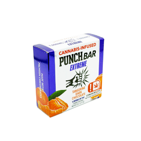 Punch Bar Extreme Cannabis Infused THC Tangerine Dark Chocolate 1000mg Edible Chocolate Bar