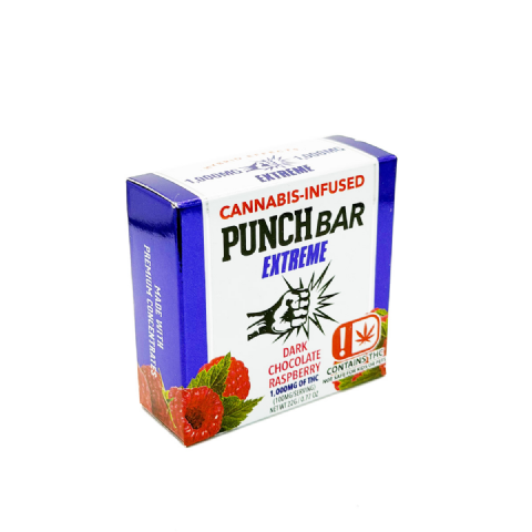 Punch Bar Extreme Cannabis Infused THC Dark Chocolate Raspberry 1000mg Edible Chocolate Bar