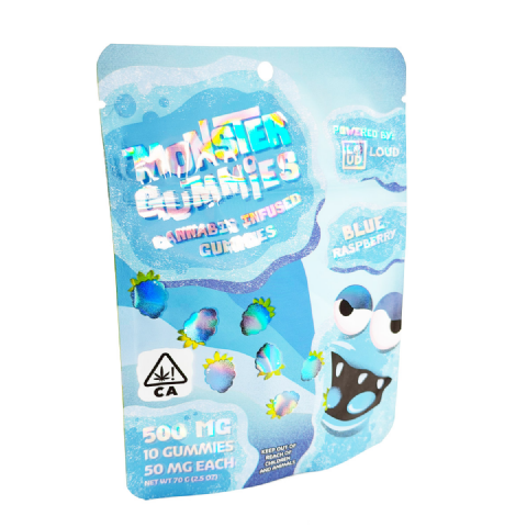 Loud Brandz Monster Cannabis Infused Blue Raspberry 500mg (10x50mg) Edible Gummies