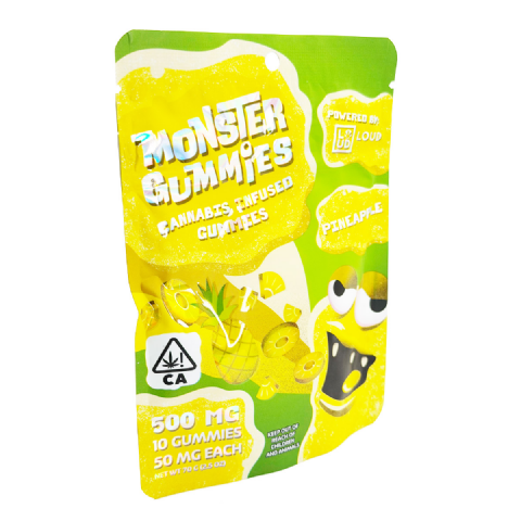Loud Brandz Monster Cannabis Infused Pineapple 500mg (10x50mg) Edible Gummies