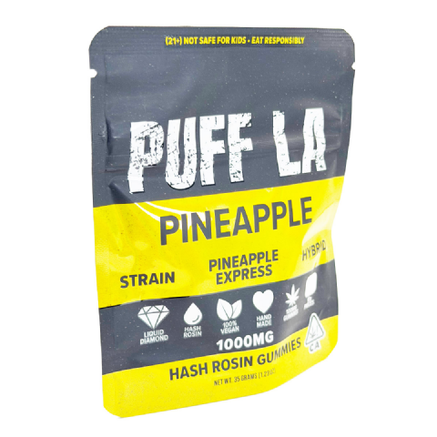 Puff LA Hash Rosin Pineapple Express (Hybrid) 1000mg (10x100mg) Edible Gummies