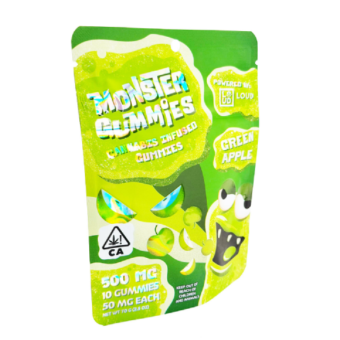 Loud Brandz Monster Cannabis Infused Green Apple 500mg (10x50mg) Edible Gummies
