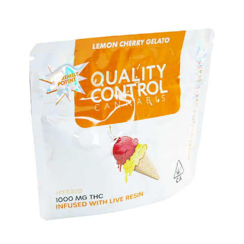 Quality Control Cannabis Live Resin Infused Lemon Cherry Gelato (Hybrid) 1000mg (10x100mg) Edible Gummies