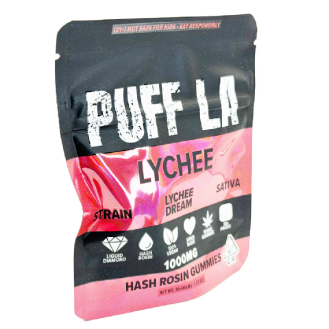 Puff LA Hash Rosin Lychee Dream (Sativa) 1000mg (10x100mg) Edible Gummies