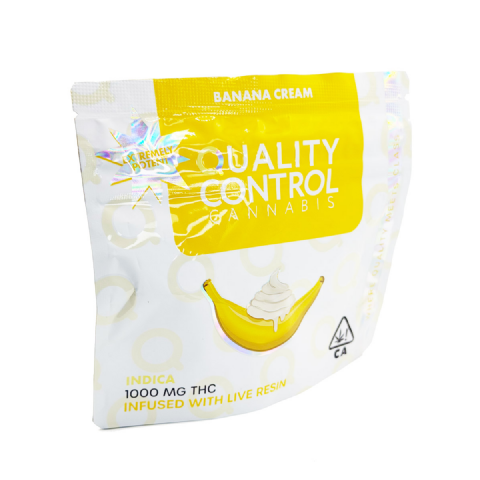 Quality Control Cannabis Live Resin Infused Banana Cream (Indica) 1000mg (10x100mg) Edible Gummies