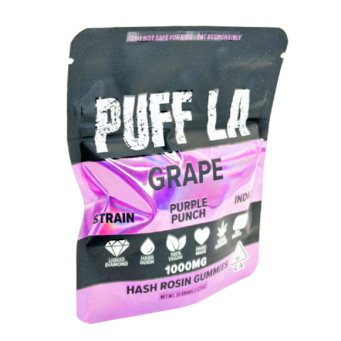 Puff LA Hash Rosin Purple Punch (Indica) 1000mg (10x100mg) Edible Gummies