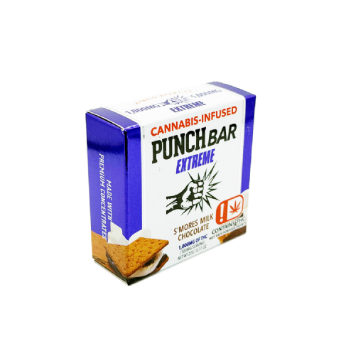 Punch Bar Extreme Cannabis Infused THC SMores Milk Chocolate 1000mg Edible Chocolate Bar