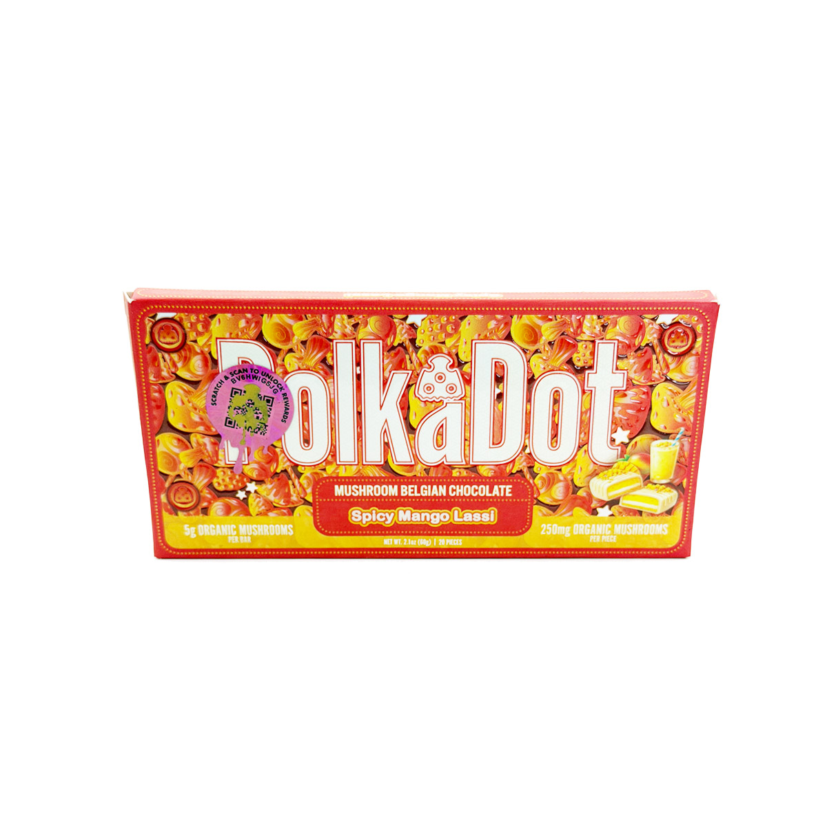 PolkaDot Organic Mushroom Infused Spicy Mango Lassi 5000mg (5g) Chocolate Bar