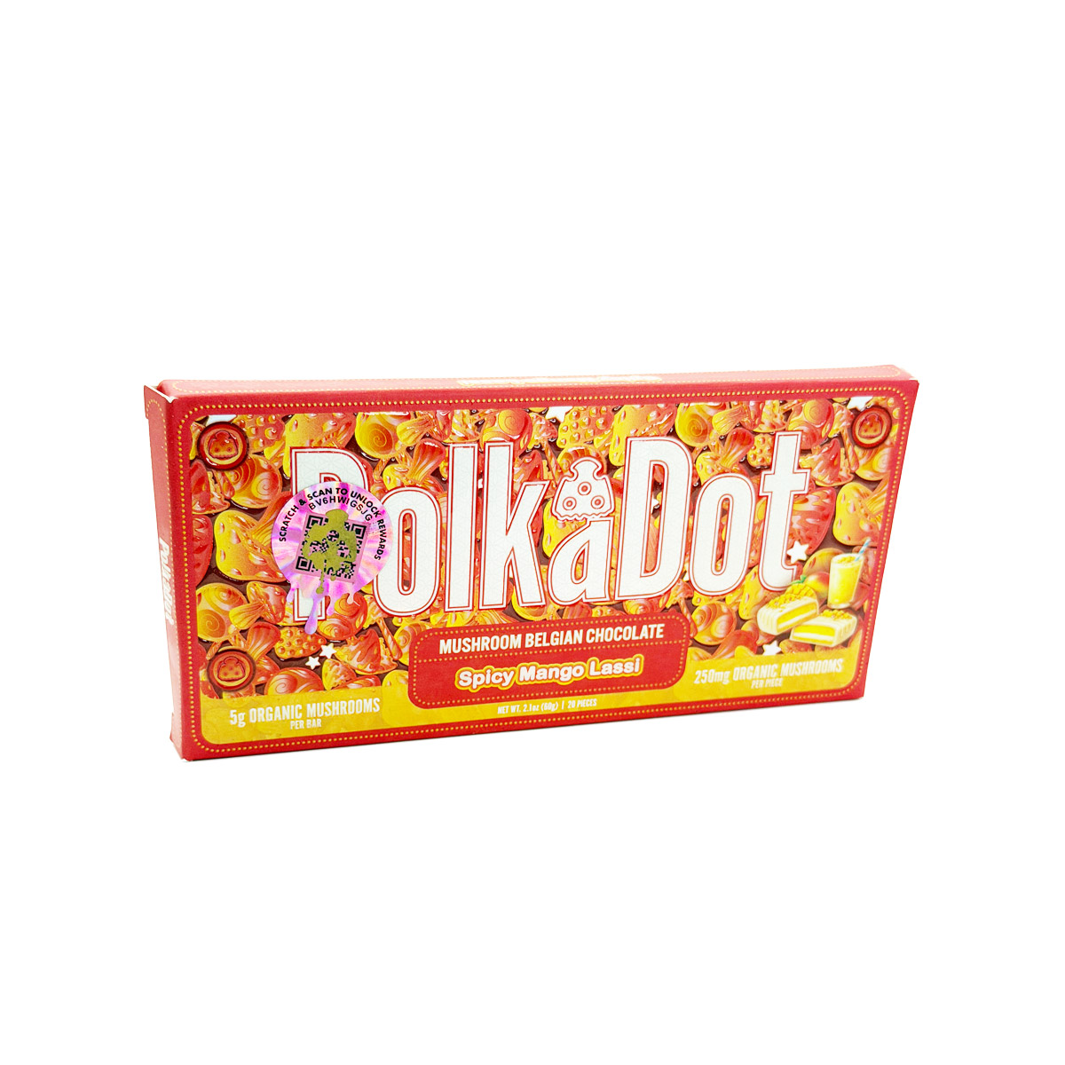 PolkaDot Organic Mushroom Infused Spicy Mango Lassi 5000mg (5g) Chocolate Bar