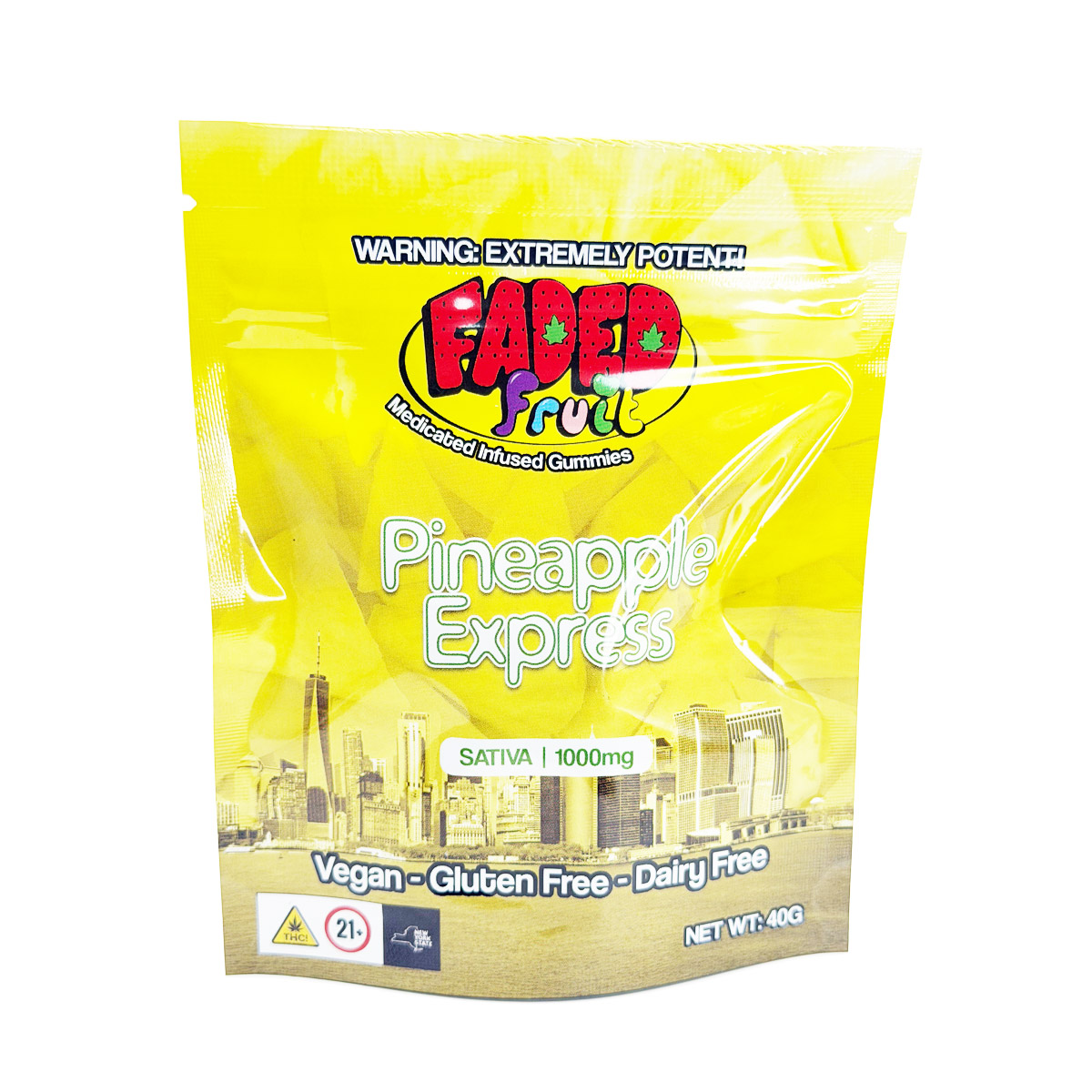 Faded Fruit Medicated Infused Pineapple Express (Sativa) 1000mg Edible Gummies