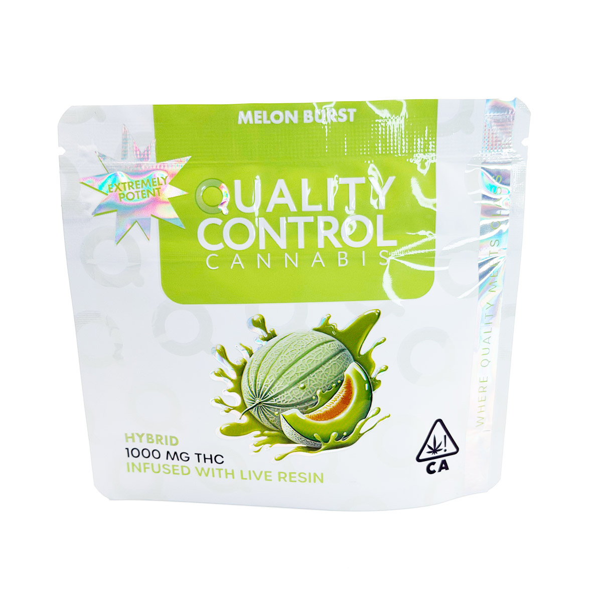 Quality Control Cannabis Live Resin Infused Melon Burst (Hybrid) 1000mg (10x100mg) Edible Gummies