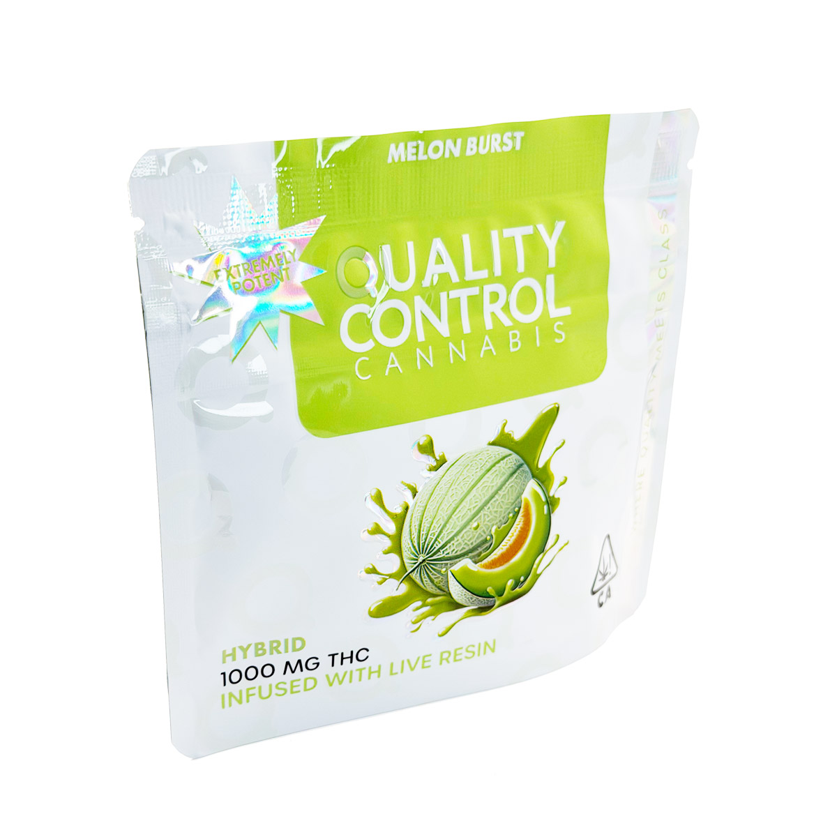 Quality Control Cannabis Live Resin Infused Melon Burst (Hybrid) 1000mg (10x100mg) Edible Gummies