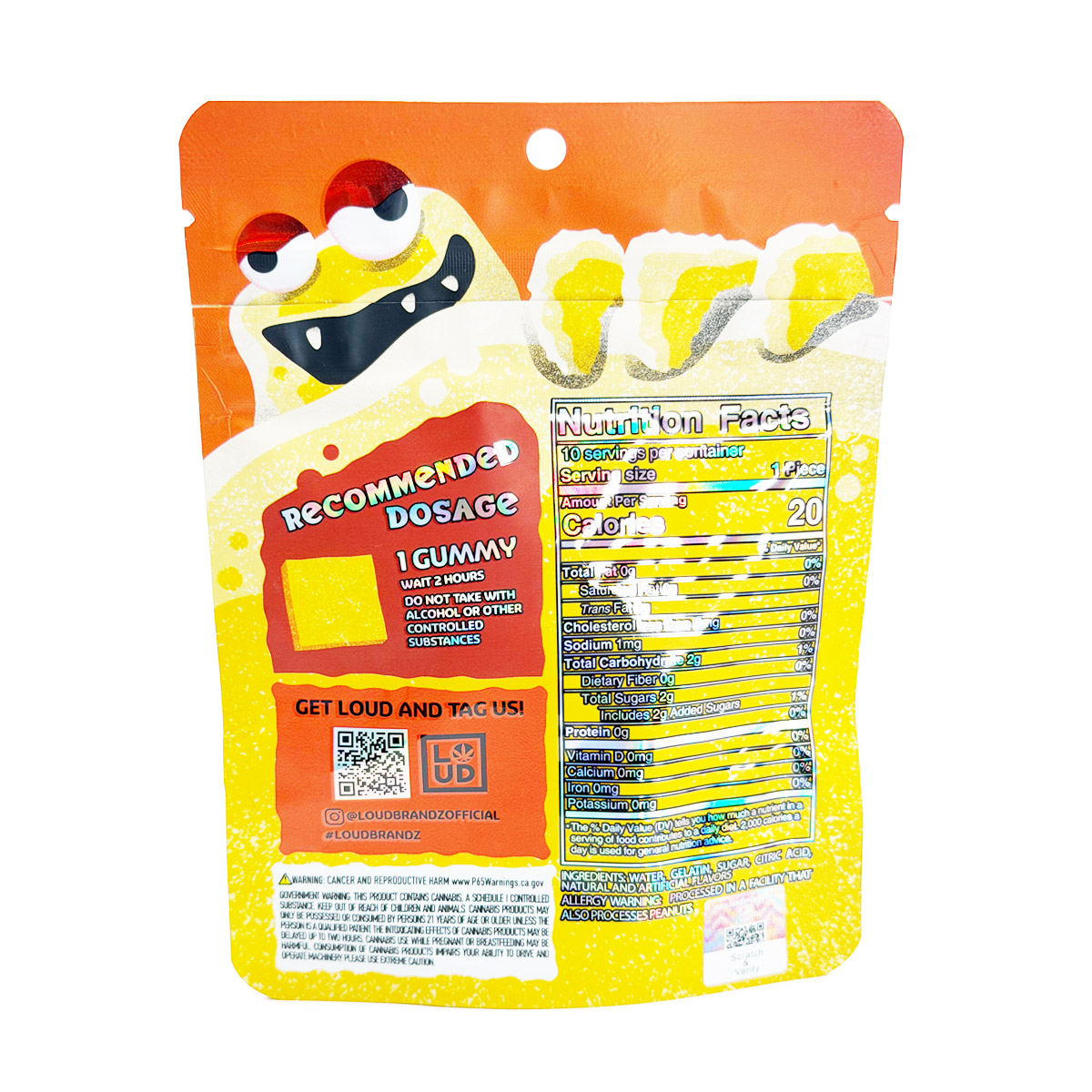 Loud Brandz Monster Cannabis Infused Mango 500mg (10x50mg) Edible Gummies