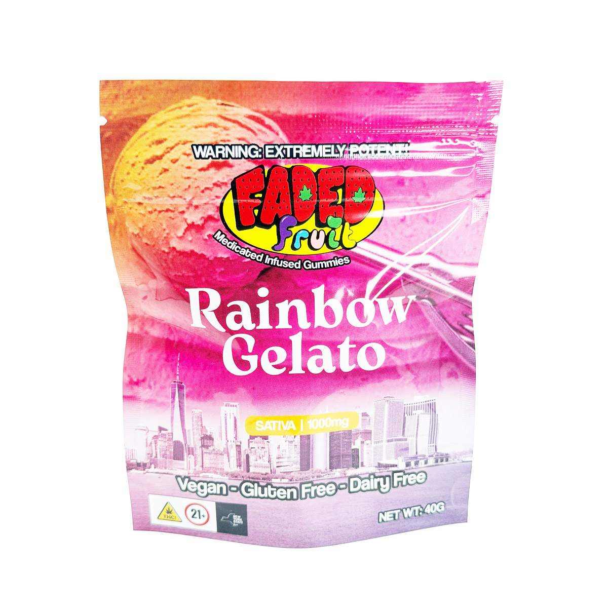 Faded Fruit Medicated Infused Rainbow Gelato (Sativa) 1000mg Edible Gummies