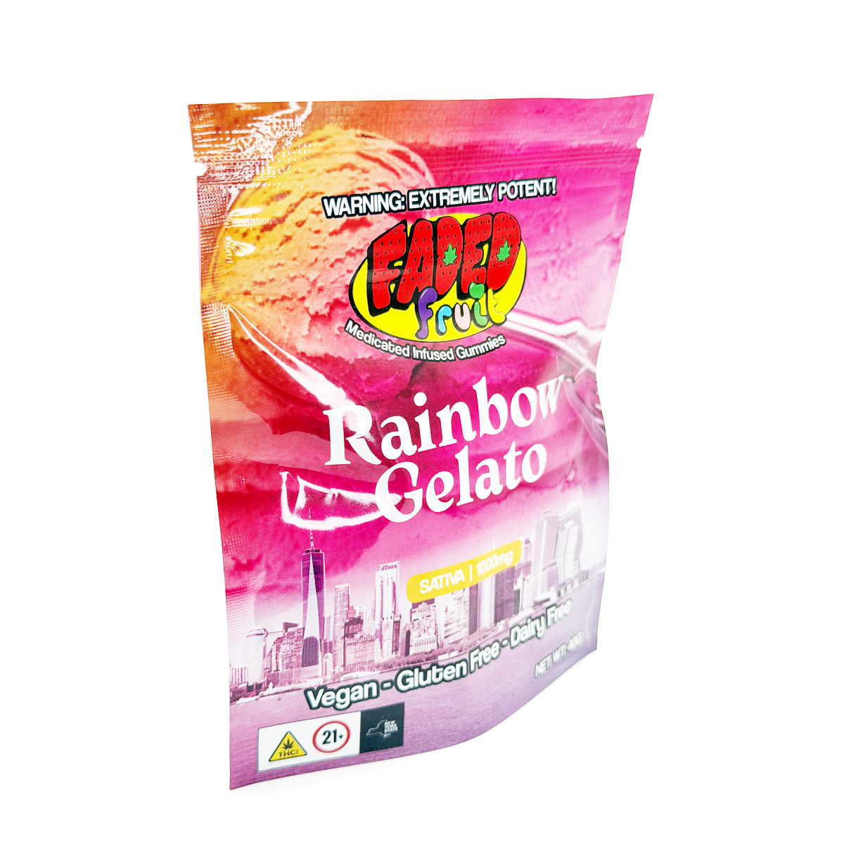 Faded Fruit Medicated Infused Rainbow Gelato (Sativa) 1000mg Edible Gummies