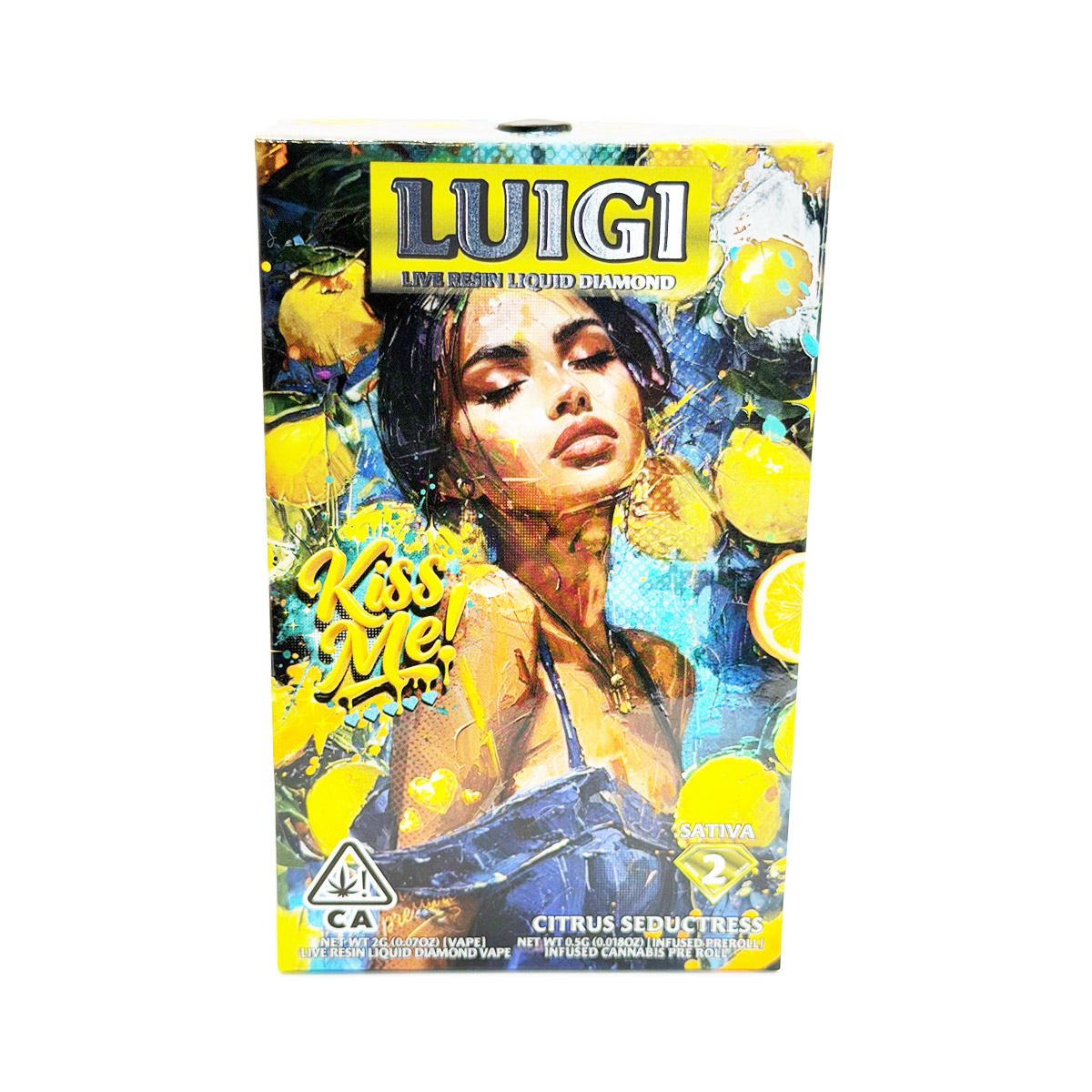 Luigi Live Resin Liquid Diamond Bundle Citrus Seductress (Sativa) 2 Grams (2g) Disposable Vape