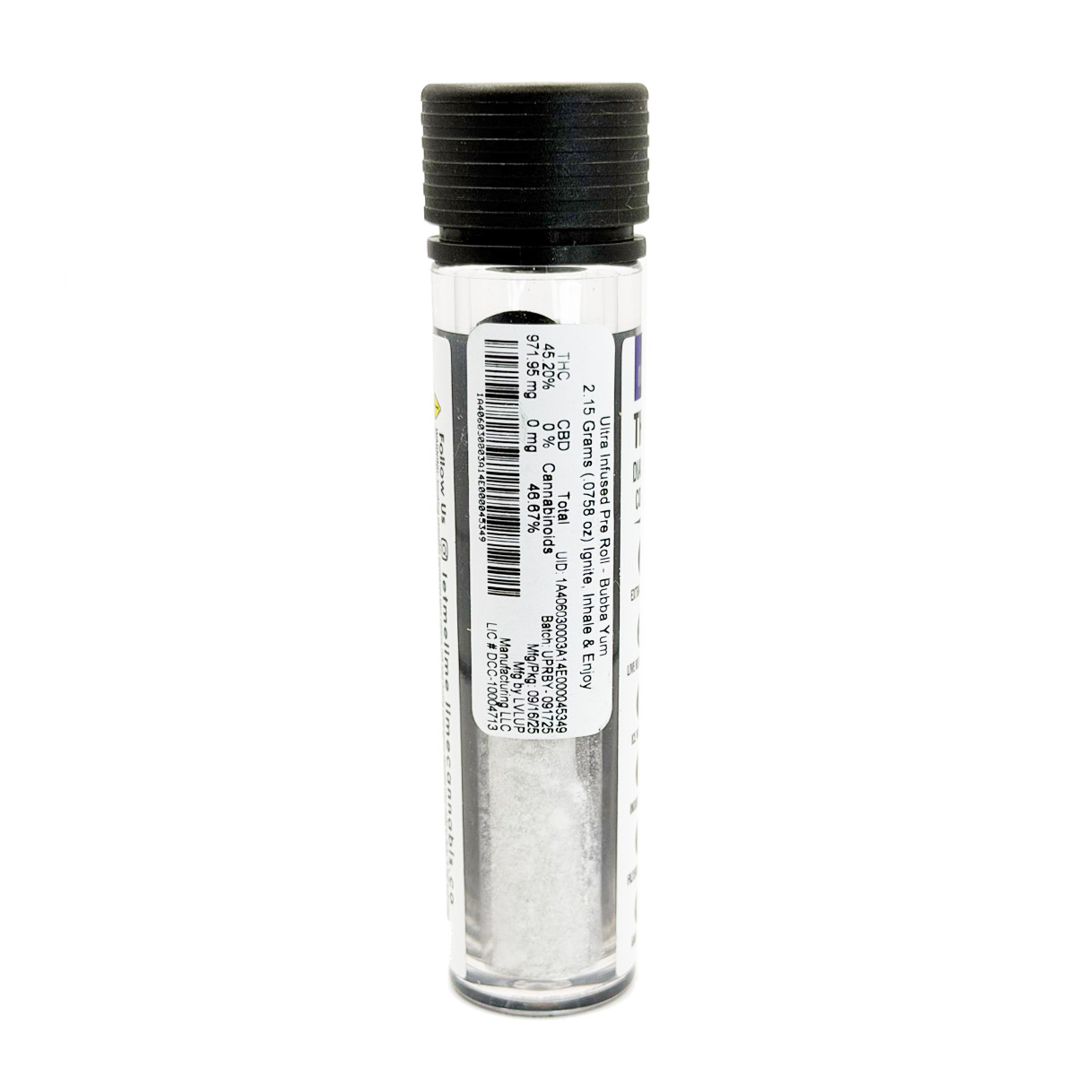 Lime Live Resin Extract Ice Water Bubba Yum 2.15 Grams (2.15g) Ultra THCa Infused Pre-Roll (1-Pack)