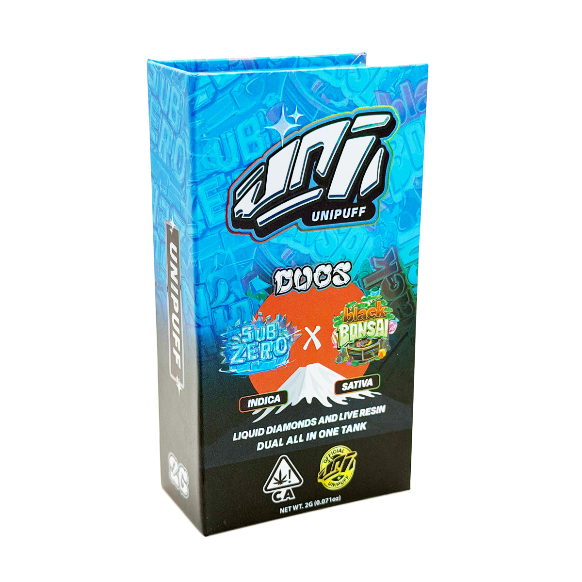 UniPuff Duos Sub Zero (Indica) / Black Bonsai (Sativa) 2 Grams (2g) Disposable Vape