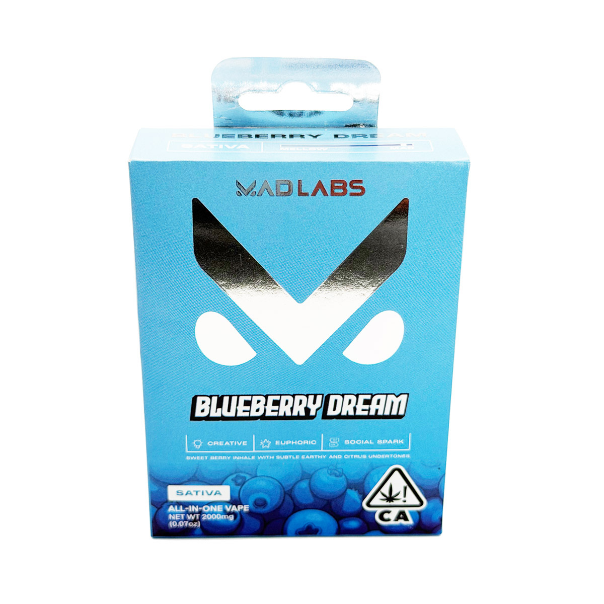 Mad Labs All In One Cannabis Blueberry Dream (Sativa) 2 Grams (2g) Disposable Vape