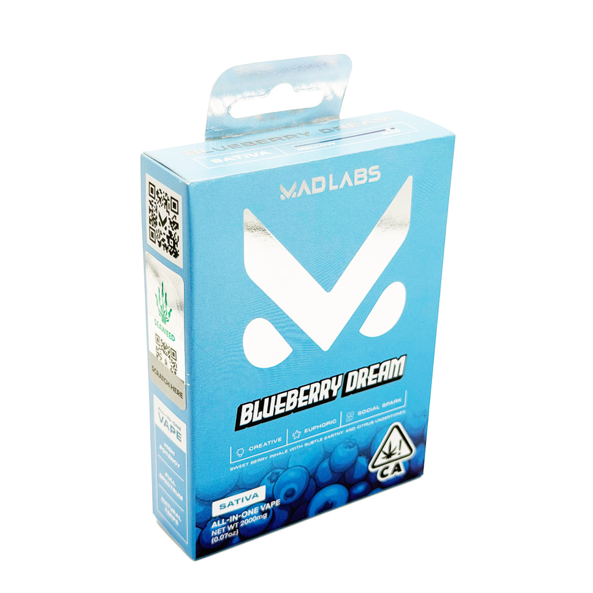 Mad Labs All In One Cannabis Blueberry Dream (Sativa) 2 Grams (2g) Disposable Vape