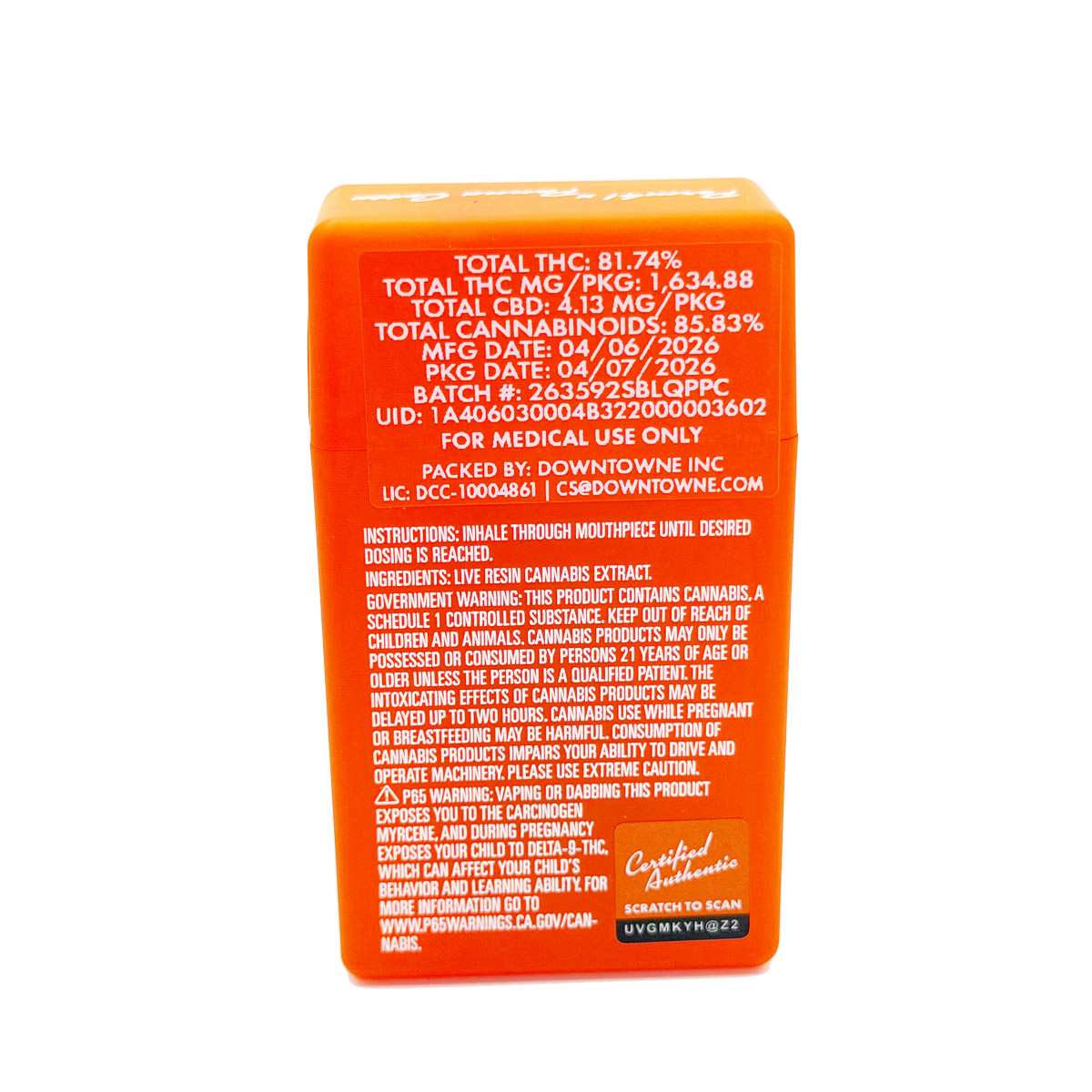Sherbinskis Quattro Live Resin Perm41 (Indica) / Panna Cotta (Indica) 2 Grams (2g) Disposable Vape