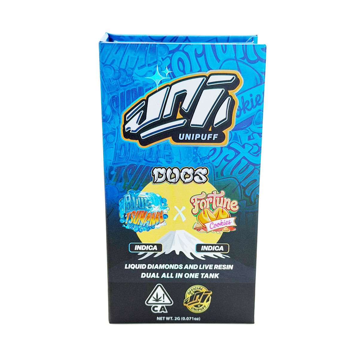 UniPuff Duos Blue Tsunami (Indica) / Fortune Cookies (Indica) 2 Grams (2g) Disposable Vape