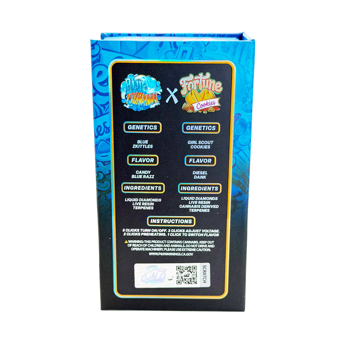 UniPuff Duos Blue Tsunami (Indica) / Fortune Cookies (Indica) 2 Grams (2g) Disposable Vape