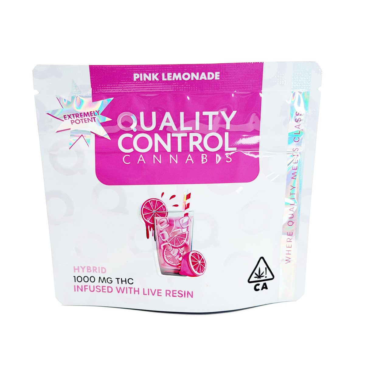 Quality Control Cannabis Live Resin Infused Pink Lemonade (Hybrid) 1000mg (10x100mg) Edible Gummies