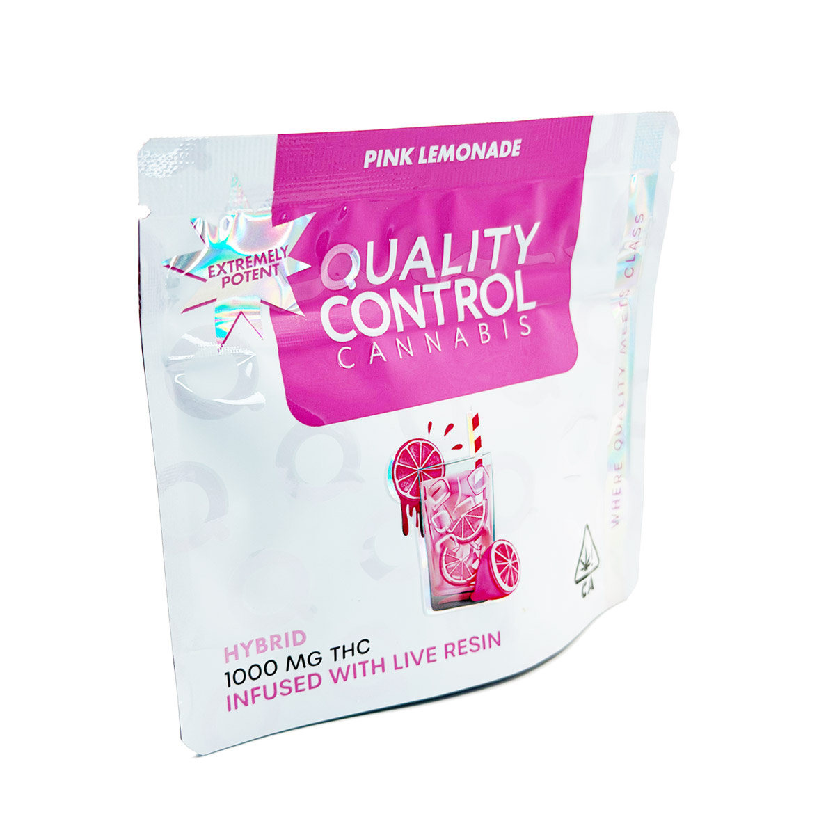Quality Control Cannabis Live Resin Infused Pink Lemonade (Hybrid) 1000mg (10x100mg) Edible Gummies
