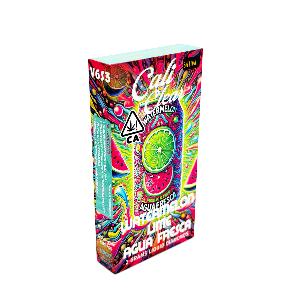 Cali Clear Liquid Diamonds Watermelon Lime Agua Fresca (Sativa) 2 Grams (2g) Disposable Vape