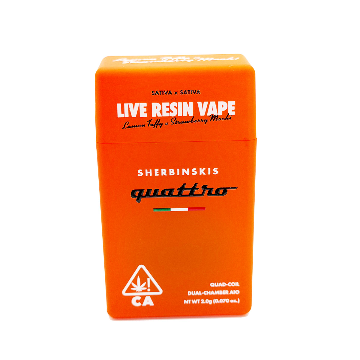 Sherbinskis Quattro Live Resin Lemon Taffy (Sativa) / Strawberry Mochi (Sativa) 2 Grams (2g) Disposable Vape