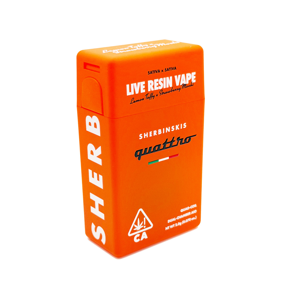 Sherbinskis Quattro Live Resin Lemon Taffy (Sativa) / Strawberry Mochi (Sativa) 2 Grams (2g) Disposable Vape