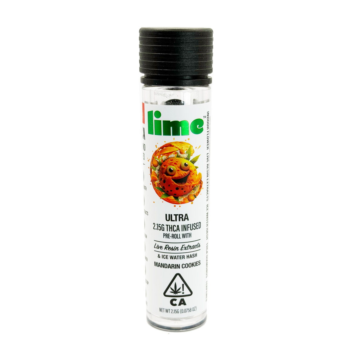 Lime Live Resin Extract Ice Water Hash Mandarin Cookies 2.15 Grams (2.15g) Ultra THCa Infused Pre-Roll (1-Pack)