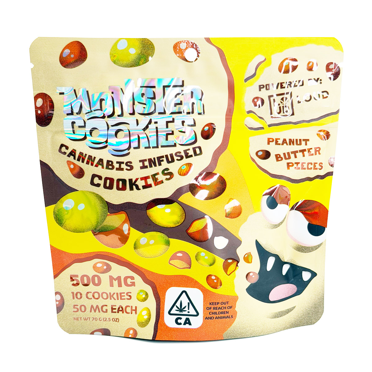 Loud Brandz Monster Cookies Peanut Butter Pieces Cannabis Infused 500mg (10x50mg) Edible Cookies