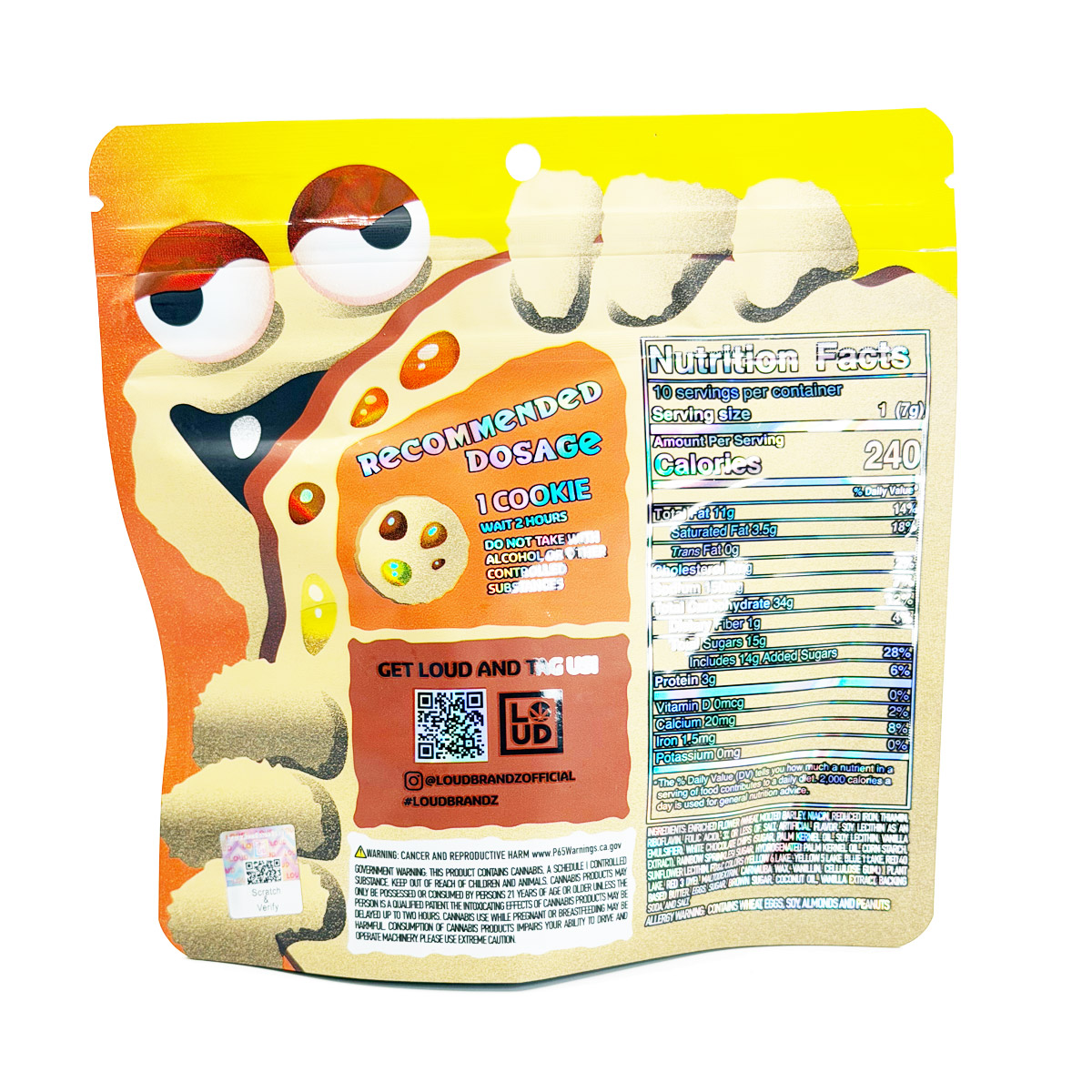 Loud Brandz Monster Cookies Peanut Butter Pieces Cannabis Infused 500mg (10x50mg) Edible Cookies