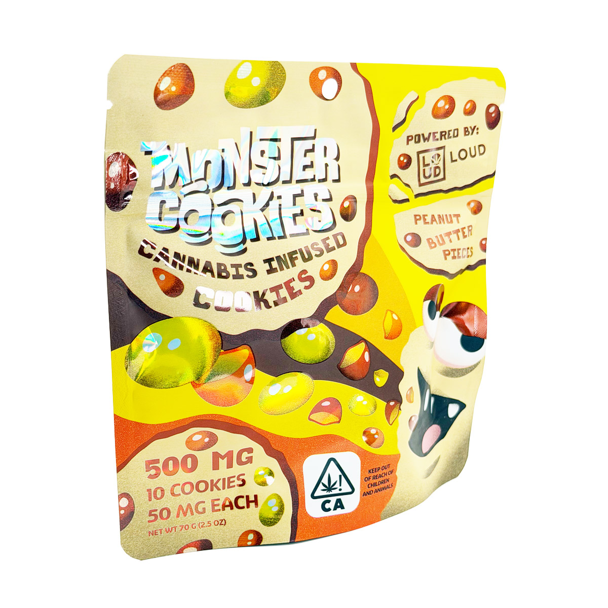 Loud Brandz Monster Cookies Peanut Butter Pieces Cannabis Infused 500mg (10x50mg) Edible Cookies
