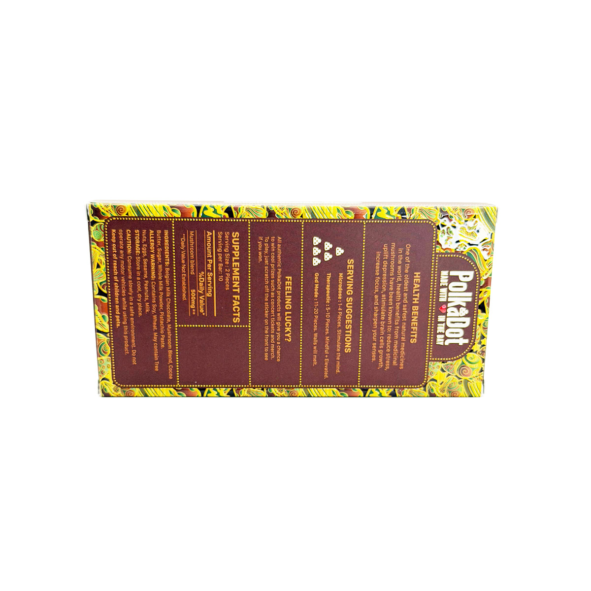 PolkaDot Organic Mushroom Infused Dubai Chocolate 5000mg (5g) Chocolate Bar