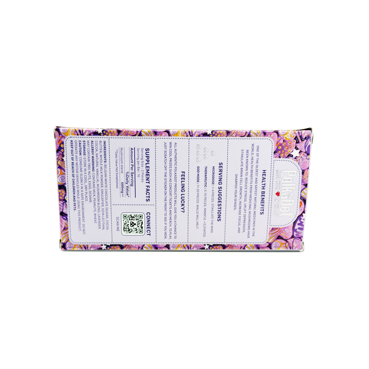 PolkaDot Organic Mushroom Infused Honey Lavender 5000mg (5g) Chocolate Bar
