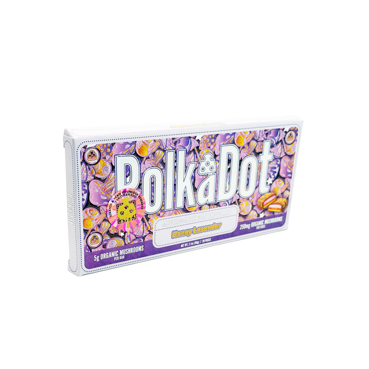 PolkaDot Organic Mushroom Infused Honey Lavender 5000mg (5g) Chocolate Bar
