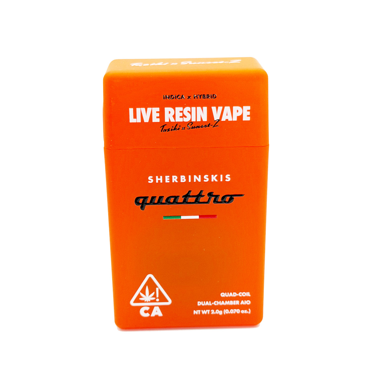 Sherbinskis Quattro Live Resin Tasiki (Indica) / Sunset Z (Hybrid) 2 Grams (2g) Disposable Vape