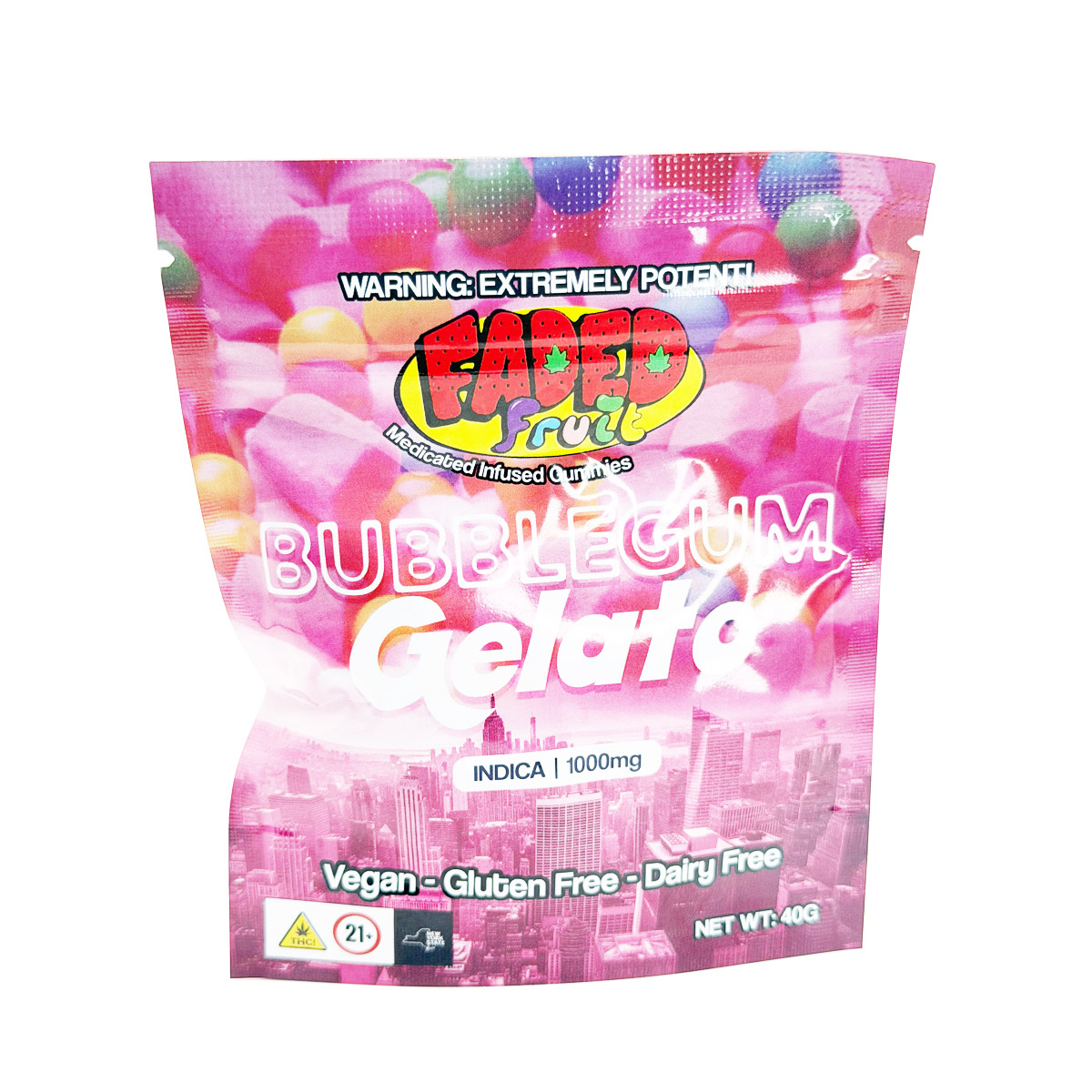 Faded Fruit Medicated Infused Bubblegum Gelato (Indica) 1000mg Edible Gummies
